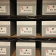 Boxes of floppy disks at the Game Preservation Society.